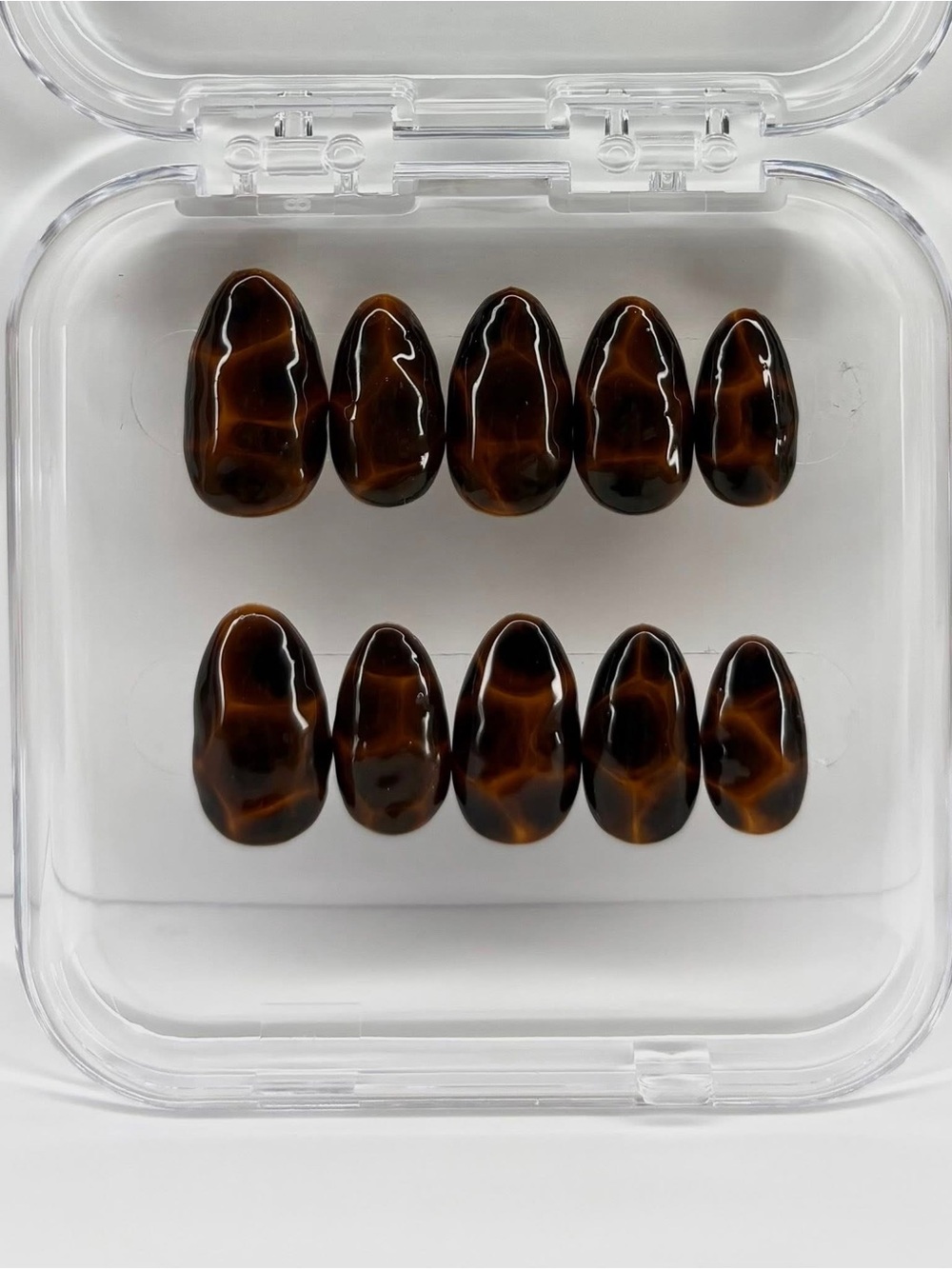 Clear Case of Tortoiseshell Brown Press-On Nails - Pack of 10